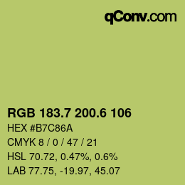 カラーコード: RGB 183.7 200.6 106 | qconv.com