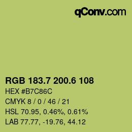 カラーコード: RGB 183.7 200.6 108 | qconv.com