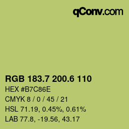 カラーコード: RGB 183.7 200.6 110 | qconv.com