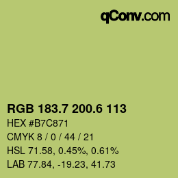 カラーコード: RGB 183.7 200.6 113 | qconv.com