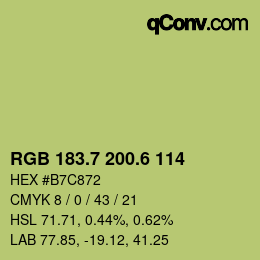 カラーコード: RGB 183.7 200.6 114 | qconv.com