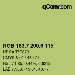 カラーコード: RGB 183.7 200.6 115 | qconv.com