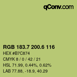 カラーコード: RGB 183.7 200.6 116 | qconv.com