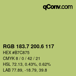 カラーコード: RGB 183.7 200.6 117 | qconv.com