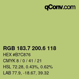 カラーコード: RGB 183.7 200.6 118 | qconv.com