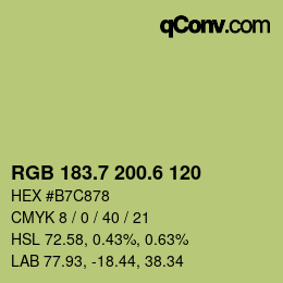 カラーコード: RGB 183.7 200.6 120 | qconv.com