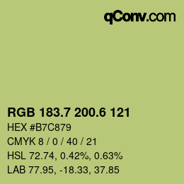 カラーコード: RGB 183.7 200.6 121 | qconv.com