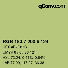 カラーコード: RGB 183.7 200.6 124 | qconv.com