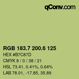 カラーコード: RGB 183.7 200.6 125 | qconv.com