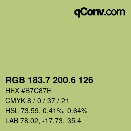 カラーコード: RGB 183.7 200.6 126 | qconv.com