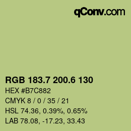 カラーコード: RGB 183.7 200.6 130 | qconv.com