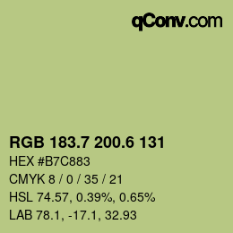 カラーコード: RGB 183.7 200.6 131 | qconv.com