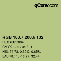 カラーコード: RGB 183.7 200.6 132 | qconv.com