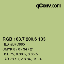 カラーコード: RGB 183.7 200.6 133 | qconv.com
