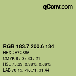 カラーコード: RGB 183.7 200.6 134 | qconv.com