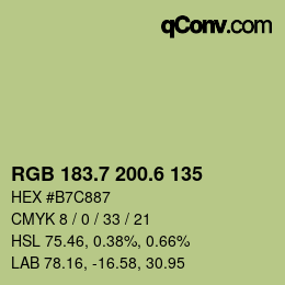 カラーコード: RGB 183.7 200.6 135 | qconv.com