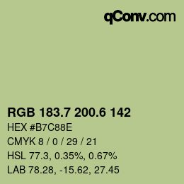 カラーコード: RGB 183.7 200.6 142 | qconv.com