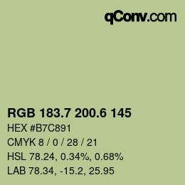 カラーコード: RGB 183.7 200.6 145 | qconv.com