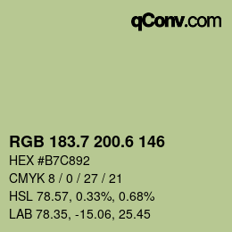 カラーコード: RGB 183.7 200.6 146 | qconv.com