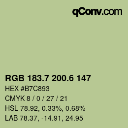 カラーコード: RGB 183.7 200.6 147 | qconv.com