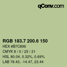カラーコード: RGB 183.7 200.6 150 | qconv.com