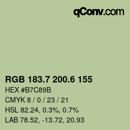 カラーコード: RGB 183.7 200.6 155 | qconv.com