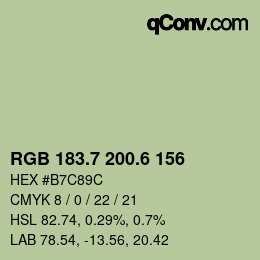 カラーコード: RGB 183.7 200.6 156 | qconv.com