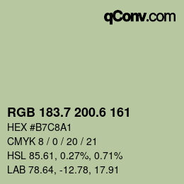 カラーコード: RGB 183.7 200.6 161 | qconv.com