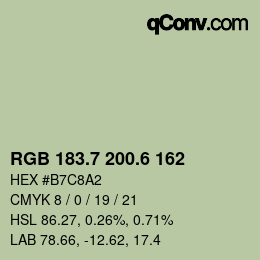 カラーコード: RGB 183.7 200.6 162 | qconv.com