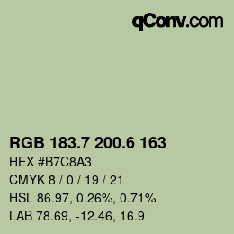 カラーコード: RGB 183.7 200.6 163 | qconv.com
