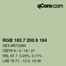 カラーコード: RGB 183.7 200.6 164 | qconv.com