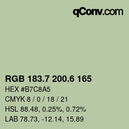 カラーコード: RGB 183.7 200.6 165 | qconv.com