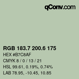 カラーコード: RGB 183.7 200.6 175 | qconv.com