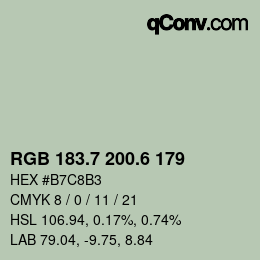 カラーコード: RGB 183.7 200.6 179 | qconv.com
