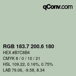 カラーコード: RGB 183.7 200.6 180 | qconv.com