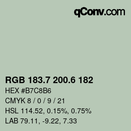 カラーコード: RGB 183.7 200.6 182 | qconv.com