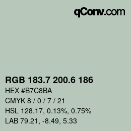 カラーコード: RGB 183.7 200.6 186 | qconv.com