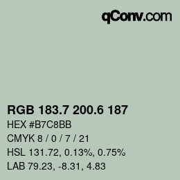 カラーコード: RGB 183.7 200.6 187 | qconv.com