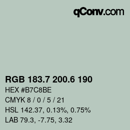 カラーコード: RGB 183.7 200.6 190 | qconv.com