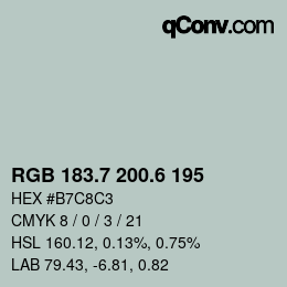 カラーコード: RGB 183.7 200.6 195 | qconv.com