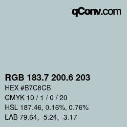 カラーコード: RGB 183.7 200.6 203 | qconv.com