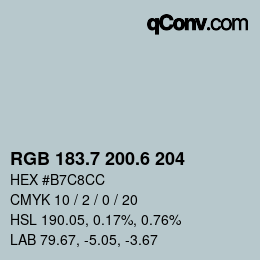 カラーコード: RGB 183.7 200.6 204 | qconv.com