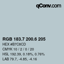 カラーコード: RGB 183.7 200.6 205 | qconv.com