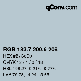 カラーコード: RGB 183.7 200.6 208 | qconv.com
