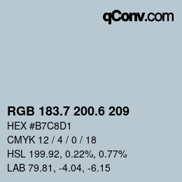 カラーコード: RGB 183.7 200.6 209 | qconv.com