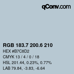 カラーコード: RGB 183.7 200.6 210 | qconv.com