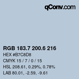 カラーコード: RGB 183.7 200.6 216 | qconv.com