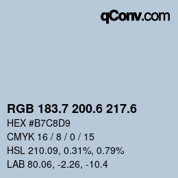 カラーコード: RGB 183.7 200.6 217.6 | qconv.com