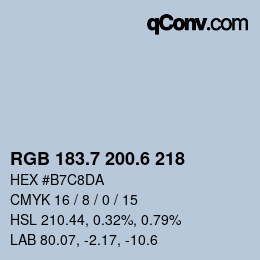 カラーコード: RGB 183.7 200.6 218 | qconv.com