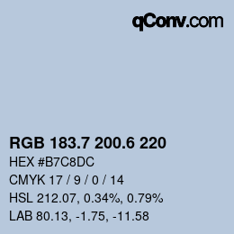 カラーコード: RGB 183.7 200.6 220 | qconv.com